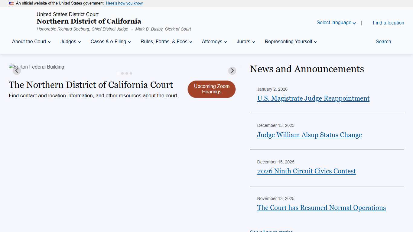 Northern District of California United States District Court